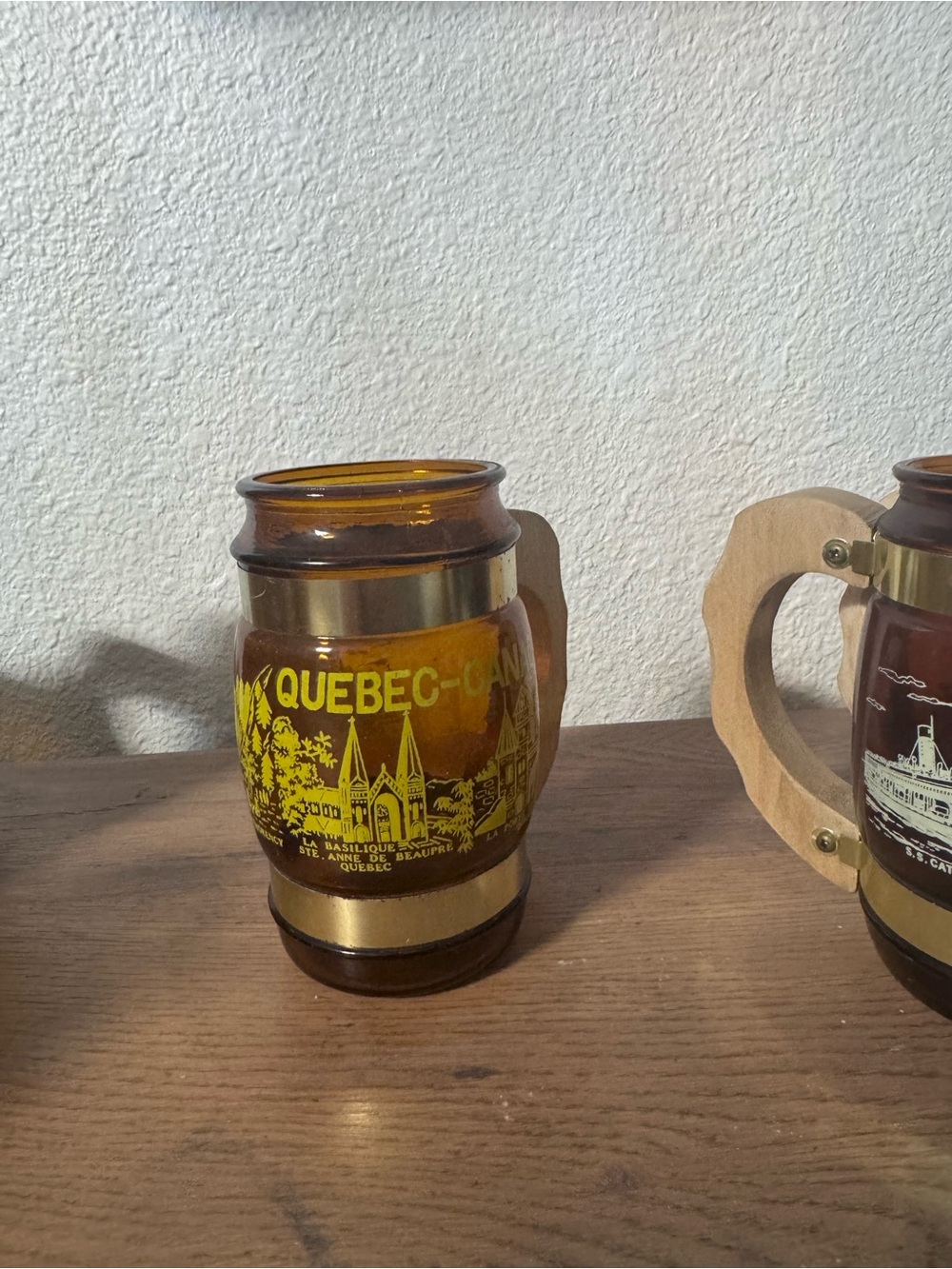 Amber Quebec Souvenir Glass Beer Stein Mug